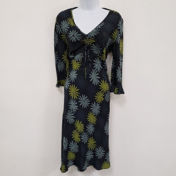 The Limited Women Babydoll Y2K Silk Midi Dress Size 6 Floral Spring Forest Fairy - Picture 1 of 9